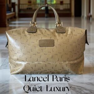 LANCEL Large Duffel Bag Excellent Condition Quiet Luxury Paris France 18x15x8.5